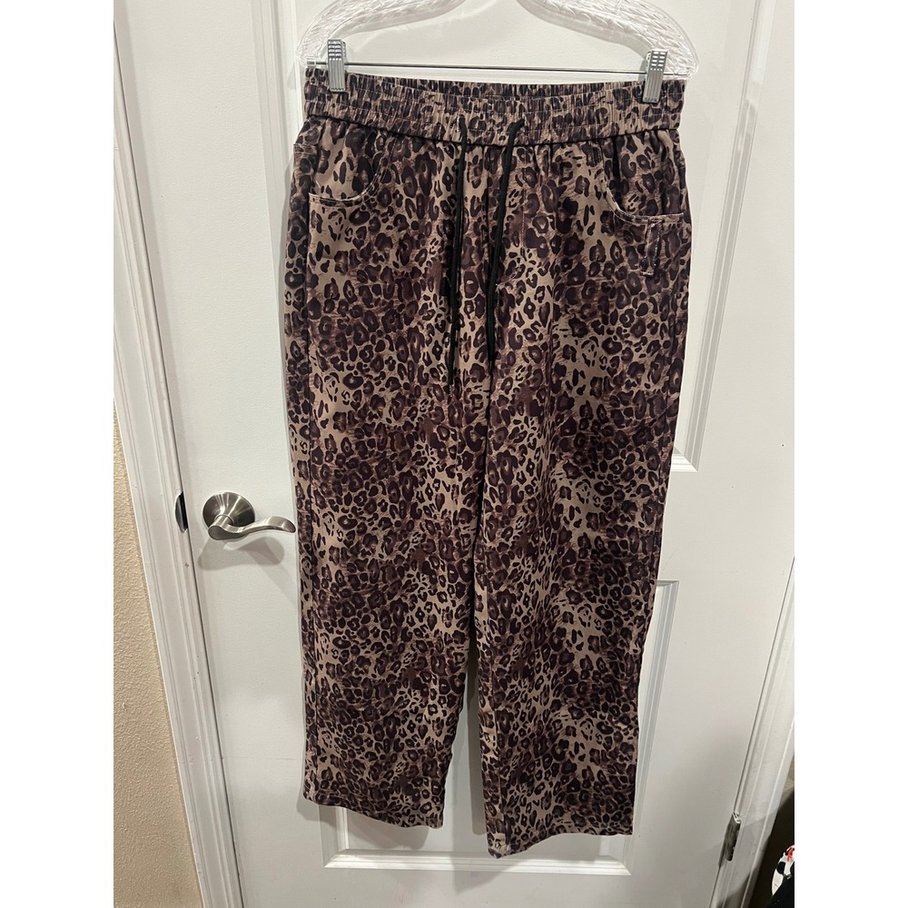 MANFINITY Mens Pants Leopard Animal Print Brown Size L